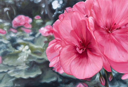 Geranium Blooms Original Painting