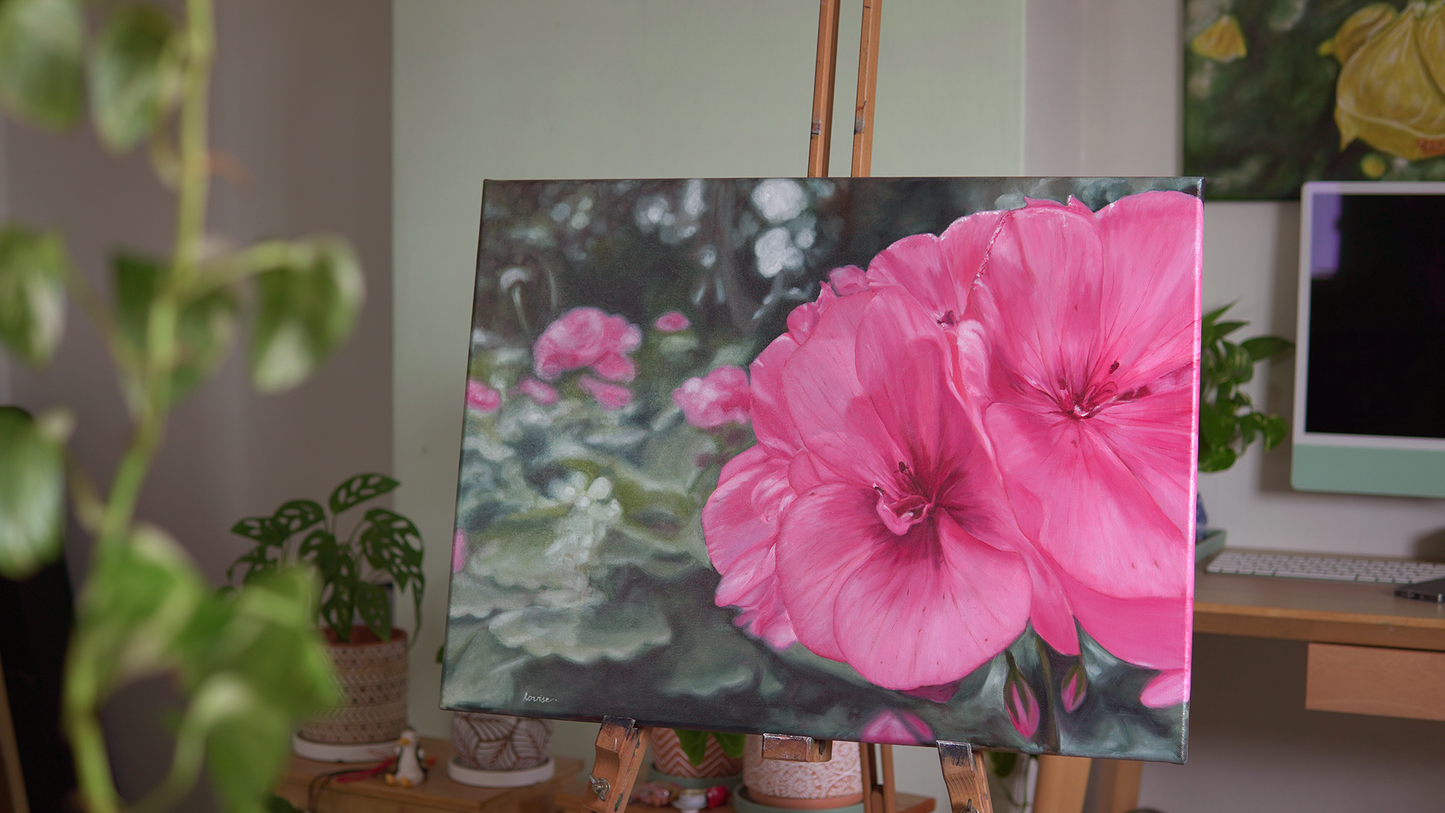 Geranium Blooms Original Painting